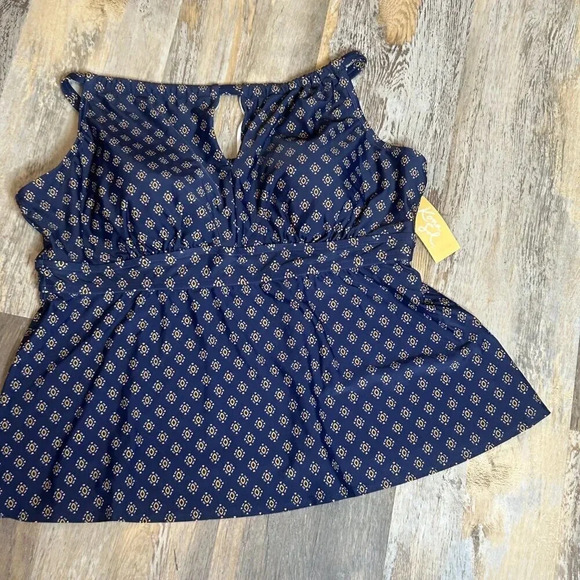 Kona Sol Blue Patterned Tankini Top Siz3 2X NWT - Picture 8 of 8